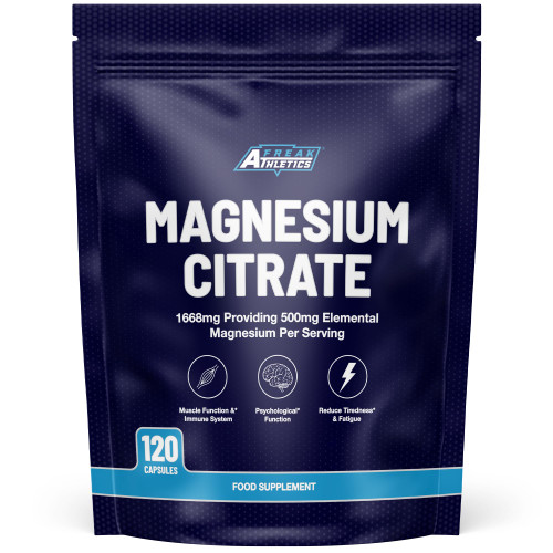 Magnesium Citrate 1668mg - 120 Capsules, 500mg Elemental Magnesium, UK Made