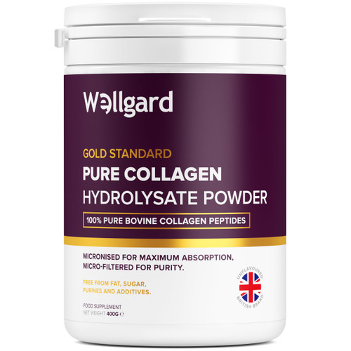 Collagen Powder, Gold Standard Bovine Collagen Peptides Powder by Wellgard - High Levels of The 8 Essential Amino Acids, Collagen Supplements for Women & Men, Halal Collagen, Made in UK
