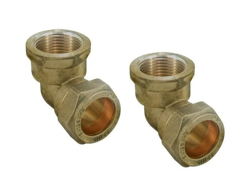 UKDD® 22mm Compression by 3/4" BSP Brass Female Iron Elbow 90 Bend, 22mm x 3/4" Adaptors Bend - WRAS Approved - Pack of 2