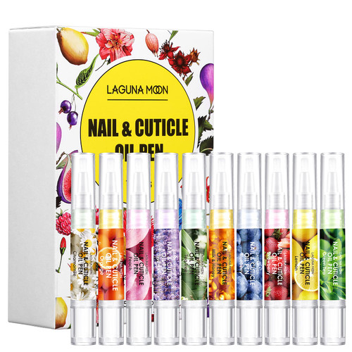 Lagunamoon 10 Pack Cuticle Oil Pens for Nail Care, 5ml Nail Oil Pens with Natural Ingredients to Moisturize and Nourish Dry Nails and Cuticles, Cuticle Oil to Prevent Nail Cracking and Hangnails