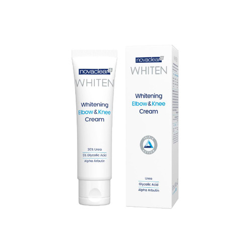 Novaclear Whitening Elbow & Knee Cream – Urea, Glycolic Acid & Alpha Arbutin – Exfoliating, Moisturizing & Brightening Cream for Dry, Dark Elbows, Knees, Hands & Heels – 50 ML