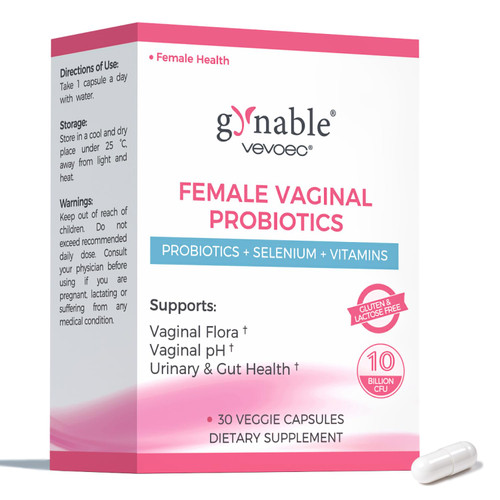 Vevoec Gynable Vaginal Probiotics for Women Odor & Itch Support, pH Balance