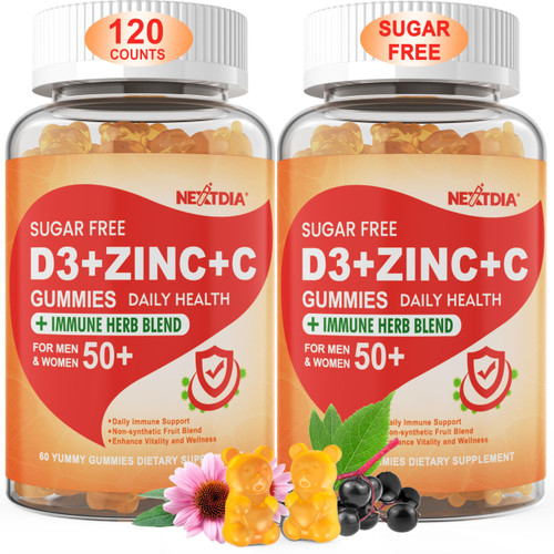 Vitamin C + D3 + Zinc Immune Support Gummies for Adults 50 Plus Elderberry