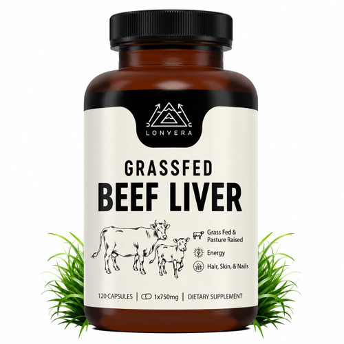 Lonvera Grass Fed Beef Liver Capsules for Women and Men – 3000mg Freeze Dried Desiccated Organs – Nutrient Source for Joints, Bones, Hair, Skin, Nails & Daily Energy – 120 Pasture-Raised Capsules