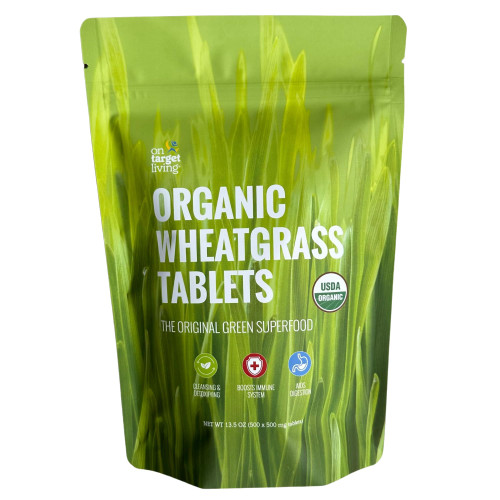 On Target Living Wheatgrass Tablets- 500 Tablets | USDA Organic |