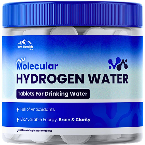 PHM Hydrogen Water Tablets for Drinking Water - H2 Molecular Tabs | Magnesium Pills, Electrolytes Hydration Supplement to Support Healthy Aging & Energy Boost | 90 Tablets, 3 Months Supply