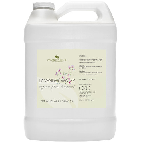 OPO Lavender Water Hydrosol - Pure Steam Distilled Natural Non GMO Calming Bulk Body, Face, Facial Toner, Aromatherapy, Set Makeup, Cleanser Mist Spritz (128 oz / 1 Gallon)