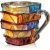 Ceramic Innovative 3D Painting Book Mug Unique Stacked Coffee Cup Perfect Gift for Literature Lovers Creative Colorful Book Gift Ideal for Christmas Tiktokshopblackfriday Reuse Reusable