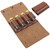 Camping Spice Kit, Outdoor PU Leather Spice Organizer Pouch - Multi-Compartment Seasoning Storage Bag with 4 Spice Bottles, Portable for BBQ, Hiking, and Picnics
