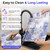 Findosom Large Stone Dish Drying Mat for Kitchen Counter, 23.6" × 15.3" Foldable Non-Slip Stone Drying Mat with Abstract Pattern, Heat Resistant Diatomaceous Earth Mat for Bath, Dishes, Cups, Blue