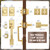 Brushed Gold Double Front Door Lock Set, Keyed Entry Front Door Handleset with Dummy, Square Heavy Duty Door Lever and Single Cylinder Deadbolt Combo, Satin Brass