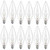MEQIQTEK E12 60 Watt Incandescent Candle Light Bulbs, Chandelier Light Bulbs for Ceiling Fan, Vanity, Outdoor - Warm White 2500K, 600 Lumen Dimmable B10 Clear Candelabra Base Bulbs (12 Pack)