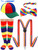 Jiuguva 4 Pcs Propeller Hat Rainbow Clown Hat Y Back Style Suspenders Bow Tie Striped Socks Set for Adult
