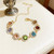 Fashion Y2K Boho Colorful Rhinestone Choker Necklace Women Summer Beach Gold Plated Rainbow Crystal Bracelet Jewelry Set Gift for Christmas Prom