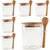 Varku 6 Pcs Glass Jars with Bamboo Lids and Spoons, 600ml / 20.3 fl oz Food Storage Containers, Clear Pantry Organizers, 3.3 x 4.7 in for Overnight Oats, Meal Prep, Candy, Spice