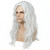 Sabosi Men's White Curly Long Wig, Heat Resistant Synthetic Costume Wig for Daily Halloween Party Cosplay