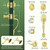 Moquin Brushed Gold Double Door Handle Set for Front Door, Gold Classic Double Front Door Lock Set with Dummy, Reversible Handle Lever for Entrance Exterior Doors, Satin Brass