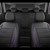 CAR PASS Piping PU Leather Car Seat Cover,Inside Zipper Design and Reserved Opening Holes Airbag Compatible,Universal FIT for Car, SUVs,Van,Trucks,Full Set, Black & Purple