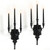 AimtoHome 3-Arm Gothic Wall Sconce Set of Two, Victorian Metal Candle Holder for Taper Candles, Wrought Iron Fleur-de-Lis Wall Mounted Candelabra with Vintage Backplate, Black Antique Iris Decor