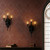 AimtoHome 3-Arm Gothic Wall Sconce Set of Two, Victorian Metal Candle Holder for Taper Candles, Wrought Iron Fleur-de-Lis Wall Mounted Candelabra with Vintage Backplate, Black Antique Iris Decor