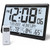 LFF Atomic Clock/Never Needs Setting, Battery Operated, Atomic Wall Clock with Indoor/Outdoor Temperature & Humidity, Wireless Outdoor Sensor, 15" Digital Wall Clock with 4.5" Numbers Easy-to-Read