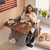YUHFERA Swivel Table for Recliner Chair with Tilting Top, Adjustable Laptop Side Table for OverCouch & Sofa, Slide Under Tray Tables for Eating & Reading, Armchair Desk (Rustic Brown)