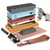 Knife Sharpening Stone Kit – 400/1000 3000/8000 Grit Wet Kitchen Whetstone Knife Sharpener Set with Non-slip Bamboo Rubber Base, Angle Guide, Flattening, Leather Strop and Cut Resistant Gloves