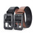MACBORO Big Buckle Reversible Leather Belt | TSA Approved, Hypoallergenic, Nickel-Free, Non-Metal, Airport Friendly with Plastic Buckles