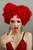 Wiggy Mermaid Red Heart Queen Wig Costume Women and Crown Cosplay Girls Pre-styled Fluffy Short Curly Halloween Anime Cosplay Party Wigs with Cap One Size