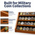 DecoWoodo Challenge Coin Display Case, 4 Row Solid Wood Military Coin Holder Rack Stand Holds 30 Coins for Desk or Wall Mount, Coin Holders for Collectors (4 Rows Walnut Finish)