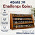 DecoWoodo Challenge Coin Display Case, 4 Row Solid Wood Military Coin Holder Rack Stand Holds 30 Coins for Desk or Wall Mount, Coin Holders for Collectors (4 Rows Walnut Finish)