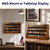 DecoWoodo Challenge Coin Display Case, 4 Row Solid Wood Military Coin Holder Rack Stand Holds 30 Coins for Desk or Wall Mount, Coin Holders for Collectors (4 Rows Walnut Finish)