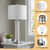 Glass Table Lamps Set of 2, Modern Silver Dimmable Beside Lamps for Bedroom