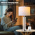 Glass Table Lamps Set of 2, Modern Silver Dimmable Beside Lamps for Bedroom