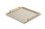 24"x24" Oversized Square Ottoman Tray for Living Room, Extra Large Ivory Shagreen Leather Decorative Tray for Coffee Table,Wooden Serving Trays for Dinner Party (Ivory -Gold Handle, 24")