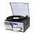 Vintage Multimedia Record Player for Every Era of Music, with Bluetooth Input and Output, 3-Speed Turntable, CD and Cassette Player, USB SD Playback, AM FM Radio and Built-in Stereo Speakers