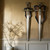 FLURSAILE Sword Plaque Wall Mount Vertical Display Holder Adjustable Stand for Bow Medieval Dagger Axe (2pcs Medium Brown)