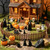 39 PCS Halloween Village Miniature Decorations Mini Halloween Figurines Tiny Resin Spooky Miniature Include Trees Tombstones Pumpkins Ghosts Witch Hats Ravens Fence for Table Haunted House Party Decor