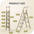 WOA WOA 5 Step Ladders for Home, 300lbs Load, 46'' Top Step, Gold