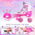 Toddler Roller Skates for Little Kids Toddler Ages 3-5 3 4 5, 4 Size Adjustable Girls Rainbow Unicorn Quad Skates with All Light Up Wheels - Best Birthday Gift for Outdoor Sports