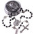 HanlinCC Catholic Rosary Saint Michael Hematite Bead Necklace with Gift Box
