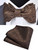 Gusleson Mens Brown Self Tie Bow Tie Silk Woven Paisley Bow tie Handkerchief Set for Wedding (UK0652-27)