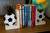 Football Soccer Ball Wooden Bookends For Kids | Childrens Book Ends | Book Stoppers For Shelves, Kids Room or Nursery Decor - Hand Made in UK