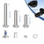 Luggage Wheels Replacement Kit 4PC Diameter 2in/50mm Thick 0.7in/18mm PU Wheels with Ball Bearing 3 Size Axles Full Set Repair Tool for Suitcase Trolley Bag Draw-bar Travel Box