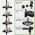 akinbas Tension Pole Shower Caddy with 4 L-Lazy Susan Organizer 360 Rotating 35-128 Inch No Drilling Floor Standing Shelves Adjustable Shower Rack for Bathroom Corner (Black)