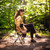 GCI Outdoor Quik-E-Seat | Portable, Folding Tripod Chair with Drink Holder and Padded Lumbar Support — Black