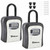 2 Pack Key Lock Box, Waterproof Metal 4 Digits Combination Lockbox with Removable Shackle, Wall Mount Resettable Key Hider, Upgraded Large Password Boxes for Car House Office Apartment Keys-Grey