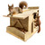 Natural Solid Wood Squirrel House with Feeding Shelf - Handmade Outdoor Nesting Box for Squirrels, Chipmunks & Wildlife - Cozy All-Weather Shelter, Easy Install for Backyard, Tree, or Fence