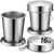 Yiyiring 2 Pack 304 Stainless Steel Collapsible Cup 16 oz Folding Travel Cup with Lid and Keychain, Reusable Packable Camp Mug for Camping, Hiking, Picnic, Travel & Everyday Use