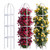 DoubleFill 3 Pack 6ft Metal Garden Obelisk Trellis for Climbing Plants Outdoor Heavy Duty Metal Plant Flower Round Obelisk Garden Trellis for Climbing Vines and Flower Stands(White)